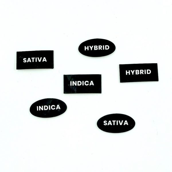 indica sticker, sativa sticker, hybrid sticker, strain sticker, cannabis strain sticker